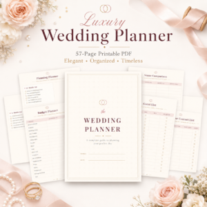 Luxury Wedding Planner Printable PDF – 57 Page Bridal Planning Binder
